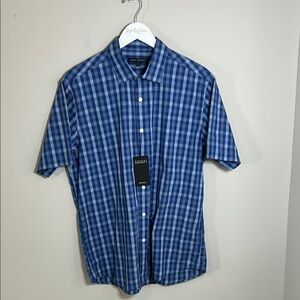 Robert Barakett Nelson Sport Shirt Short Sleeve Navy Button Down Top Sz L NEW